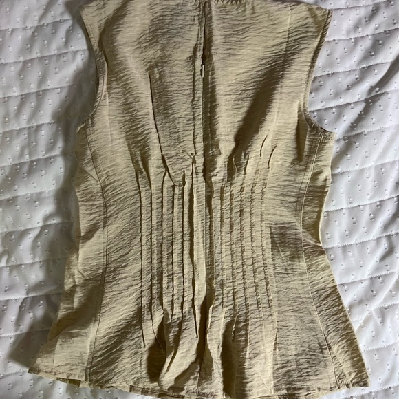 Anthropologie Tan Pleated Smocked Blouse - Picture 6 of 9